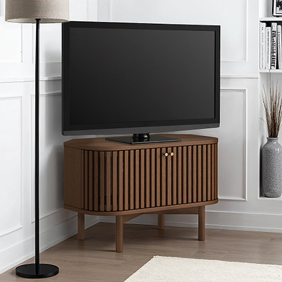 Shorwell Dark Oak Slatted Corner TV Unit