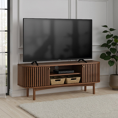 Shorwell Dark Oak 130cm Slatted Small TV Unit