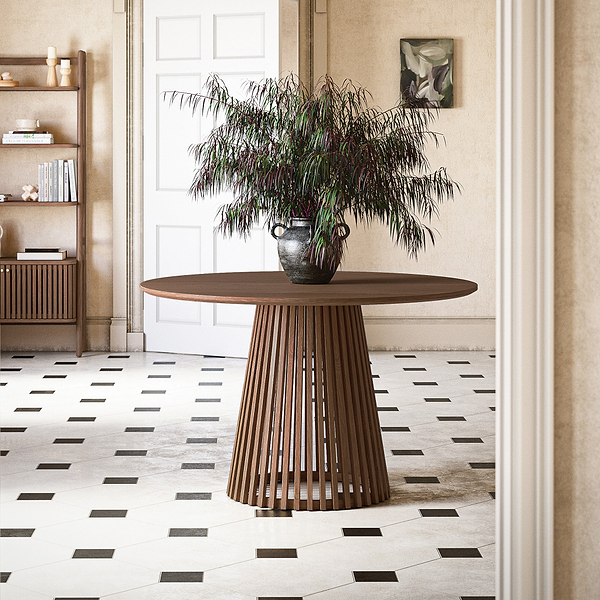 Shorwell Dark Oak Slatted Round Dining Table
