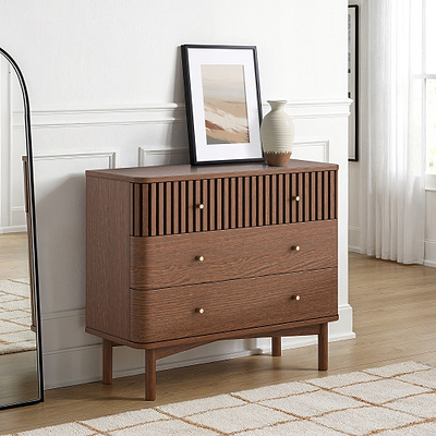 Shorwell Dark Oak Slatted 3 Drawer Chest
