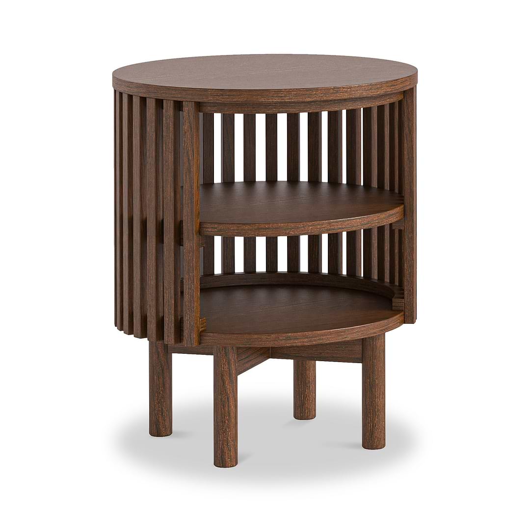 Shorwell Dark Oak Slatted Open Shelf Side Table