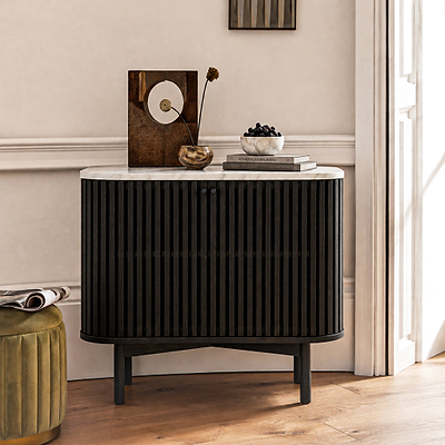 Shorwell Black & Marble Small Sideboard