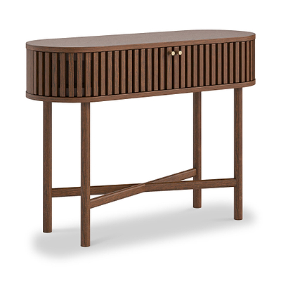 Shorwell Dark Oak Slatted Oval Console Table