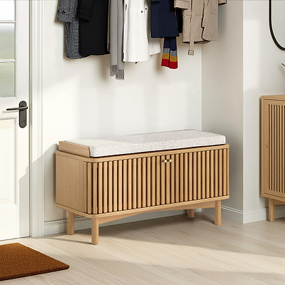 Shorwell Oak Slatted Storage Bench