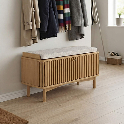 Shorwell Oak Slatted Storage Bench
