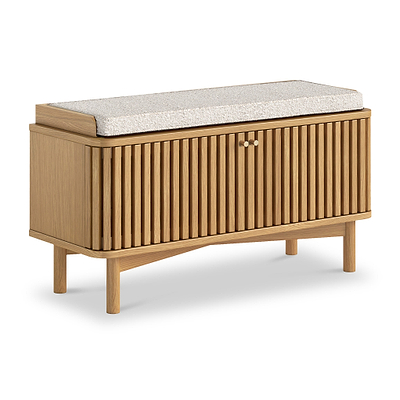 Shorwell Oak Slatted Storage Bench