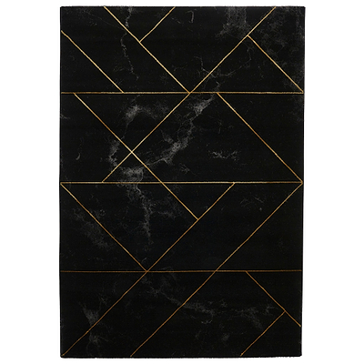 Fenway Black & Gold Geometric Super Soft Rug