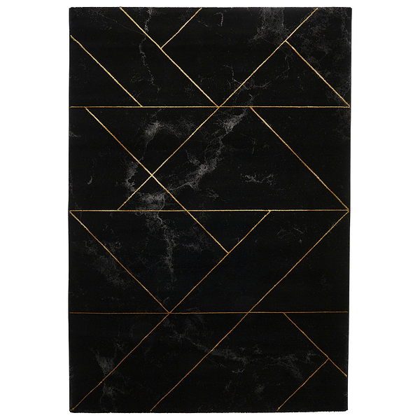 Fenway Black & Gold Geometric Super Soft Rug