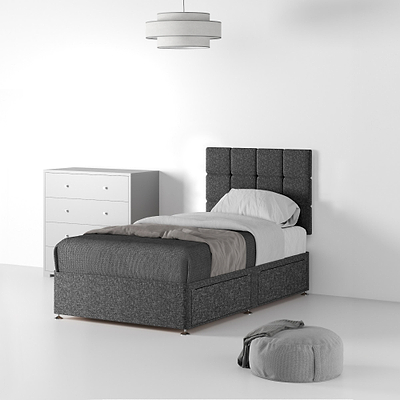 Farrow Cube Linen Divan Bed and Headboard