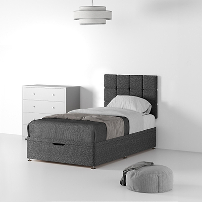 Farrow Cube Linen Divan Bed and Headboard