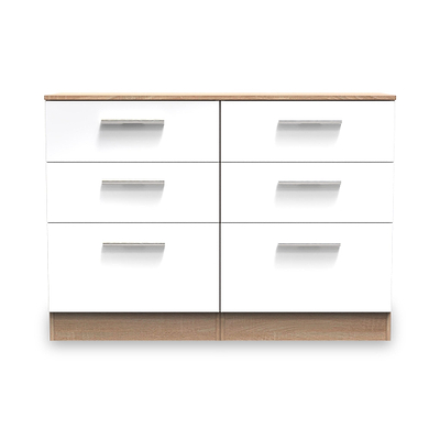 Blakely White & Light Oak 6 Drawer Wide Chest