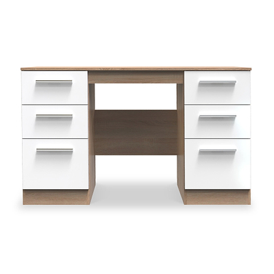 Blakely White & Light Oak 6 Drawer Storage Desk
