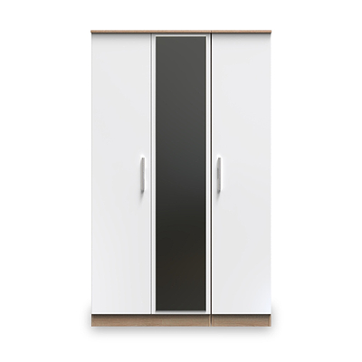 Blakely White & Light Oak Triple Mirror Wardrobe