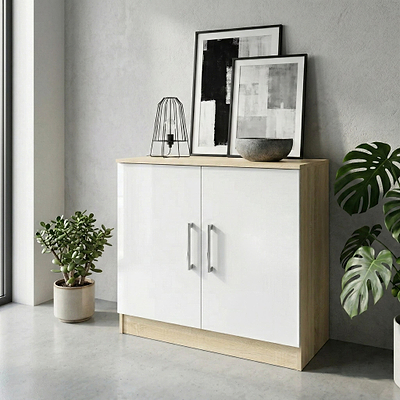 Blakely White & Light Oak 2 Door Cabinet