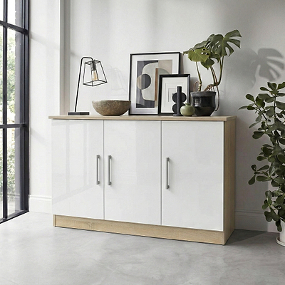 Blakely White & Light Oak 3 Door Sideboard