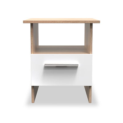 Blakely White & Light Oak 1 Drawer Lamp Table