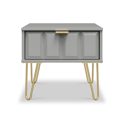 Harlow 1 Drawer Bedside with Gold Hairpin Legs