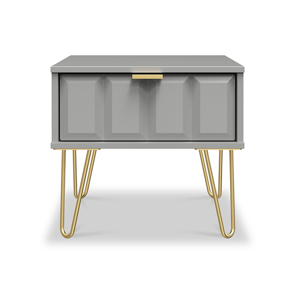 Harlow 1 Drawer Bedside with Gold Hairpin Legs