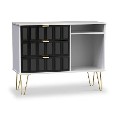 Harlow 3 Drawer TV Unit with Gold Hairpin Legs