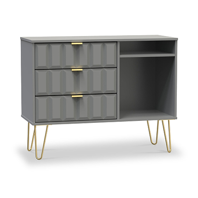 Harlow 3 Drawer TV Unit with Gold Hairpin Legs