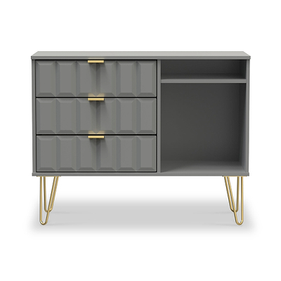 Harlow 3 Drawer TV Unit with Gold Hairpin Legs