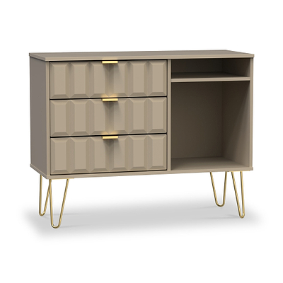 Harlow 3 Drawer TV Unit with Gold Hairpin Legs
