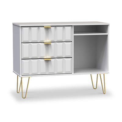 Harlow 3 Drawer TV Unit with Gold Hairpin Legs