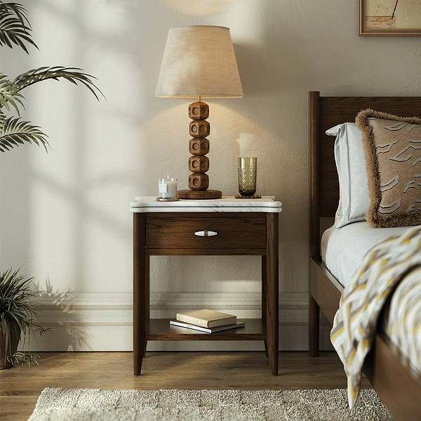 Hawthorne Dark Oak & Marble Side Table