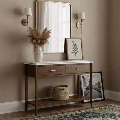 Hawthorne Dark Oak & Marble Console Table
