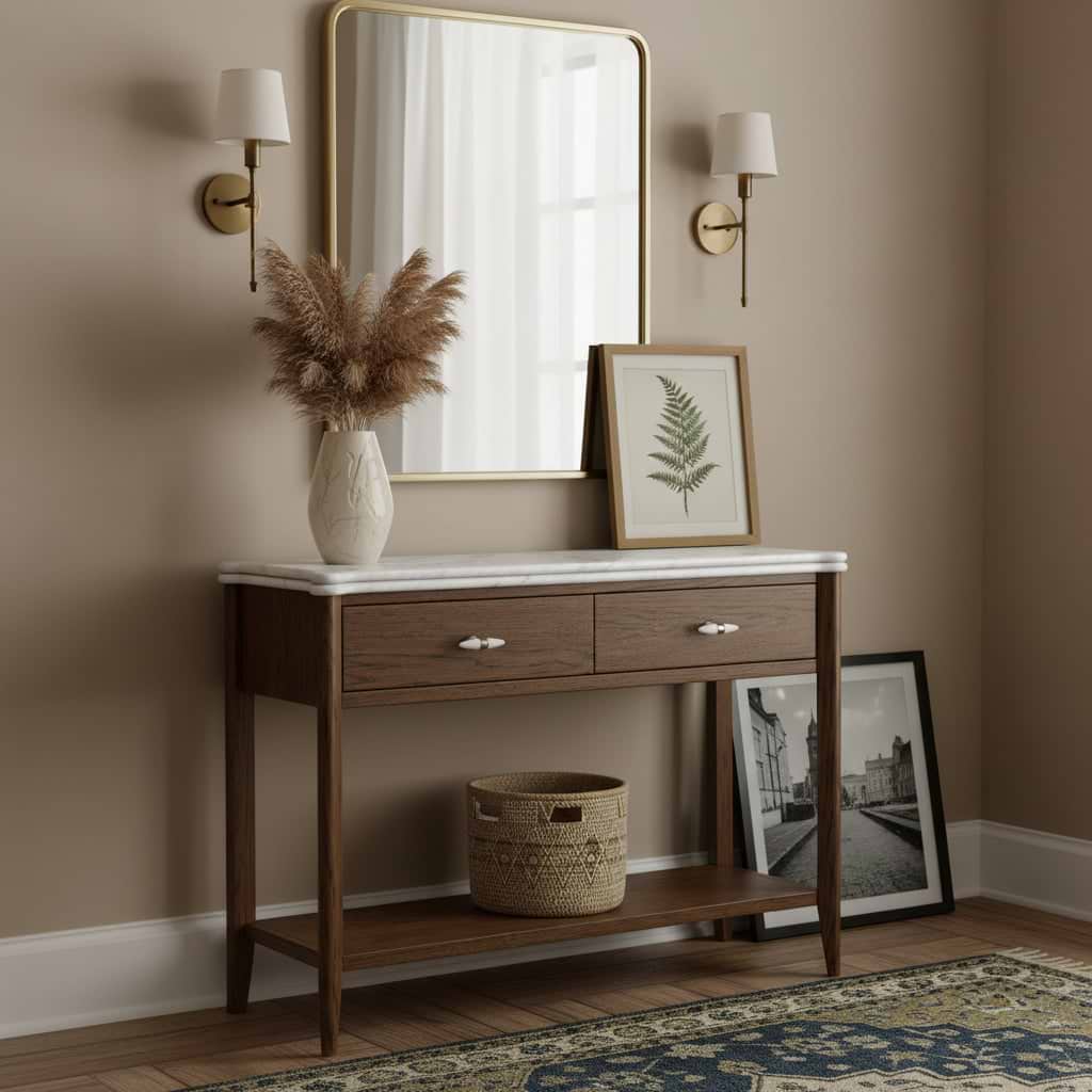 Hawthorne Dark Oak & Marble Console Table