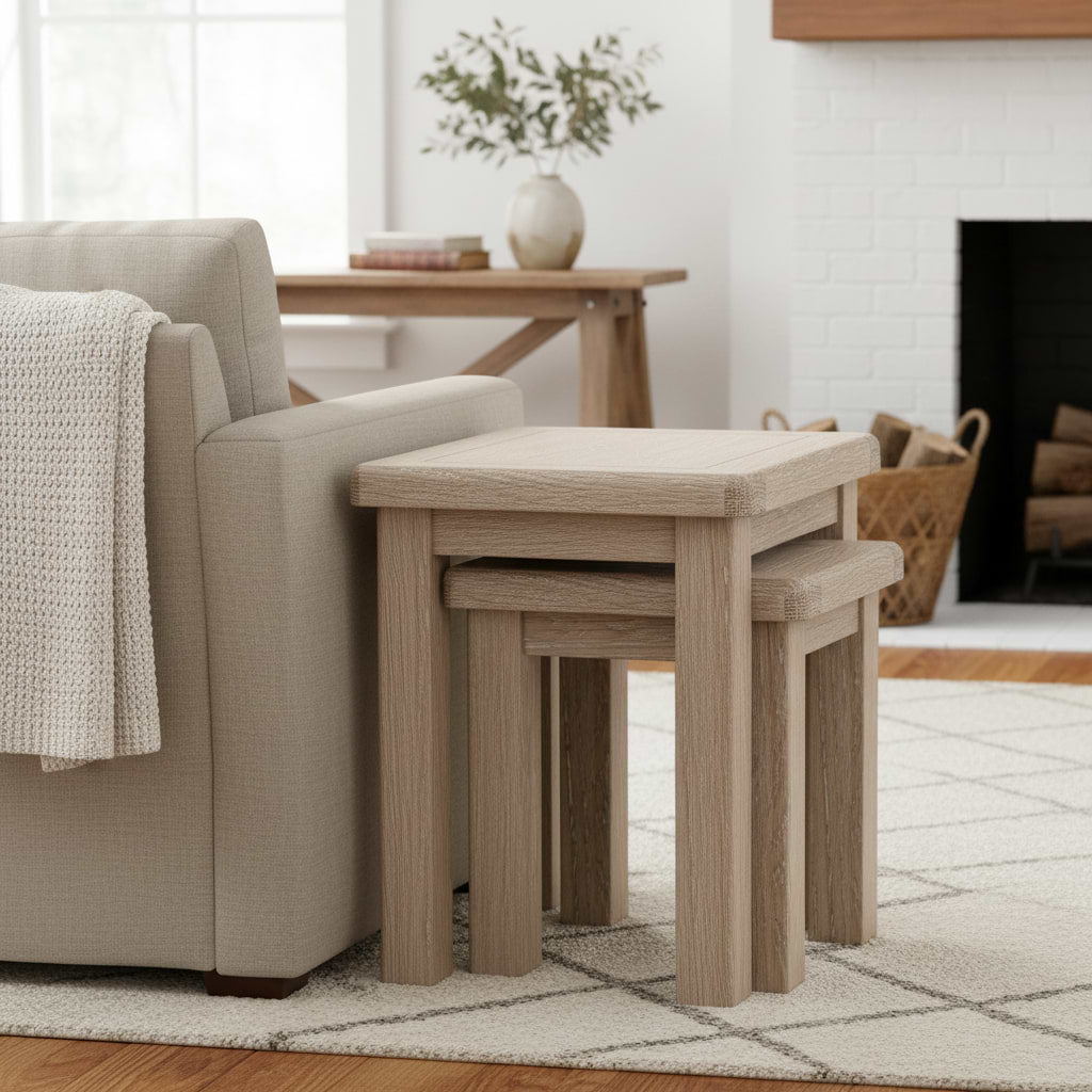 Portland Washed Oak Nest Of Tables