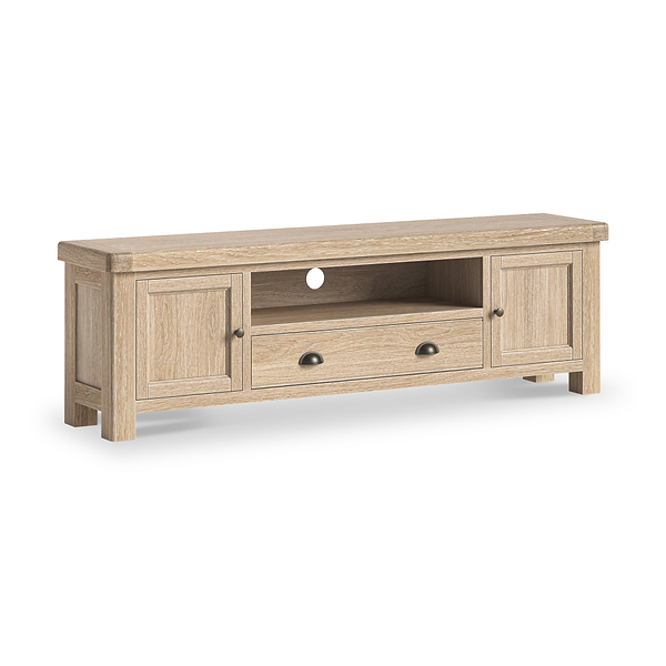 Portland Washed Oak 190cm Wide TV Unit