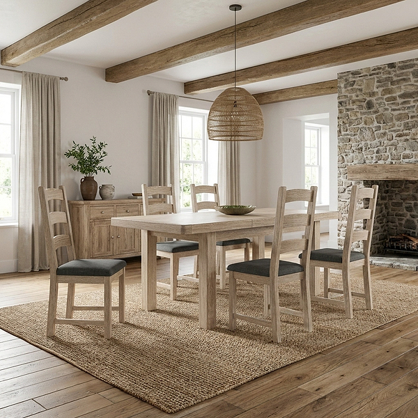 Portland Washed Oak 140-185cm Extendable Dining Table