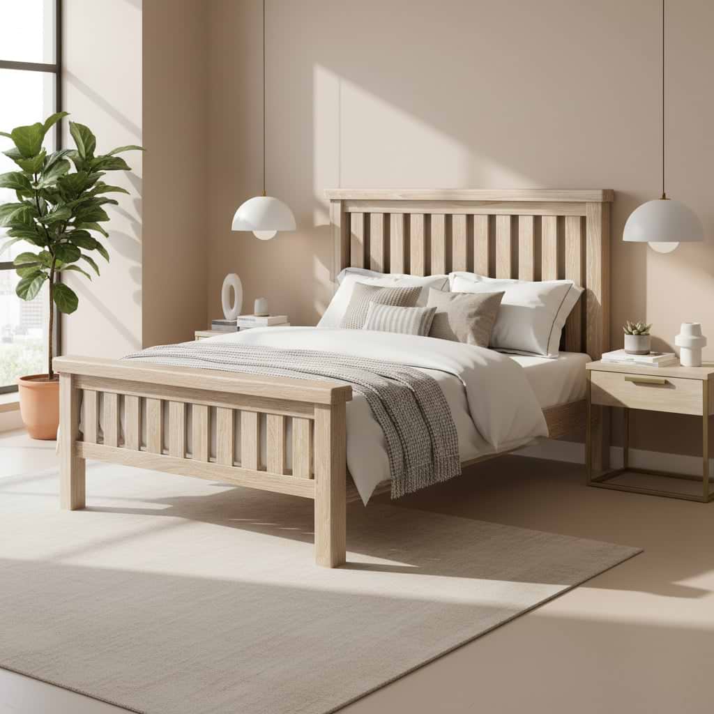 Portland Washed Oak Bed Frame