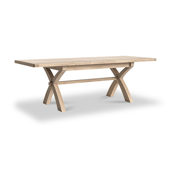 Portland Washed Oak 200-245cm Cross Leg Extendable Dining Table
