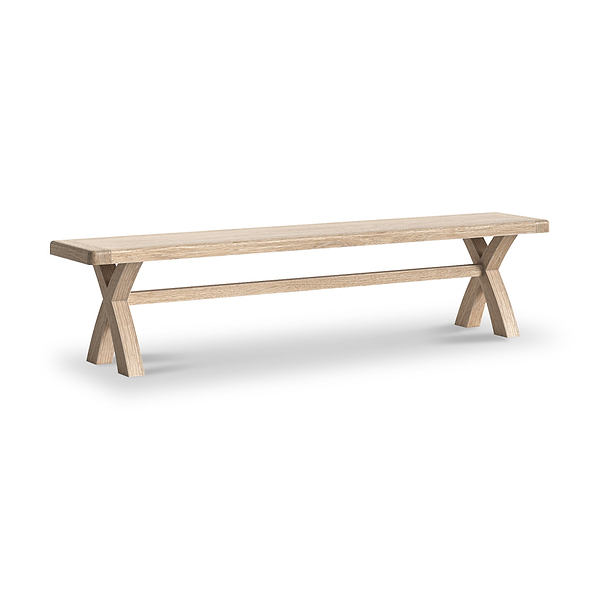 Portland Washed Oak 200cm Cross Leg Dining Bench
