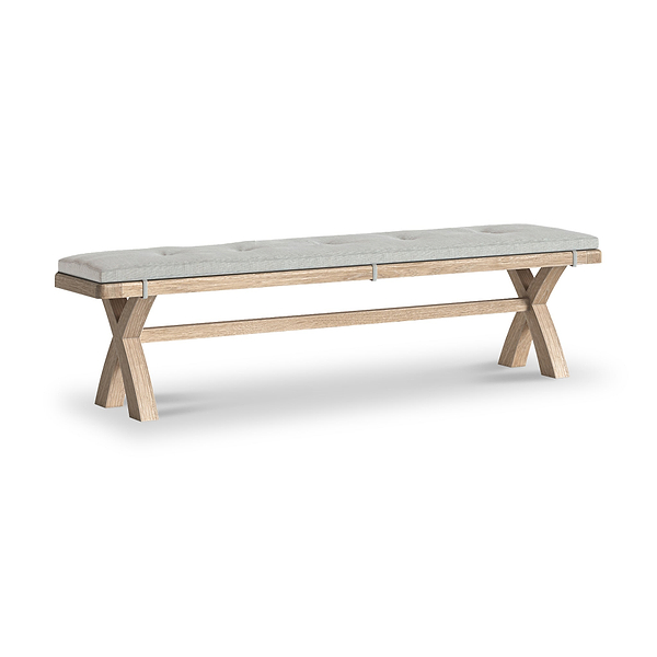 Portland Washed Oak 200cm Cross Leg Dining Bench