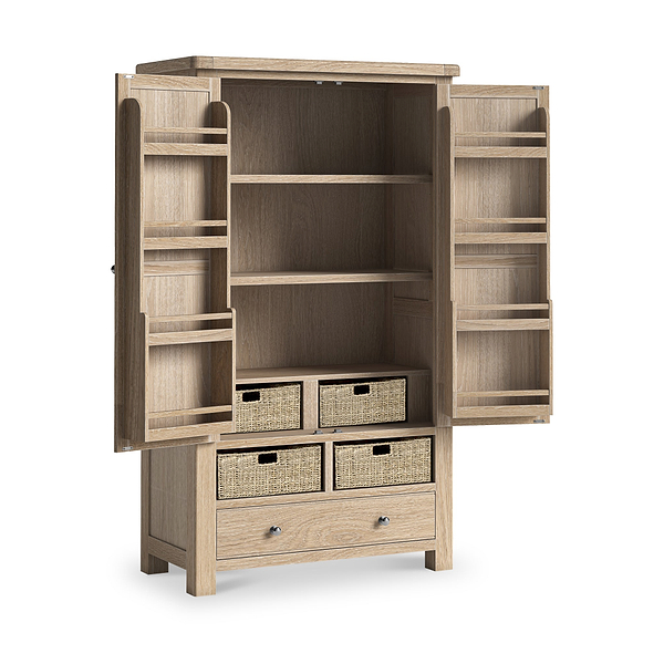 Portland Washed Oak Multi Storage Larder Unit