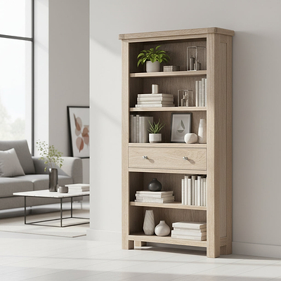 Portland Washed Oak Large Bookcase