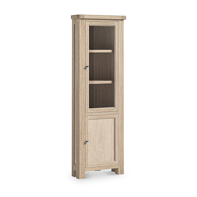 Portland Washed Oak Corner Display Cabinet