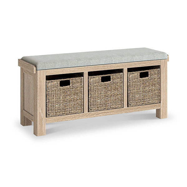 Portland Washed Oak Storage Bench