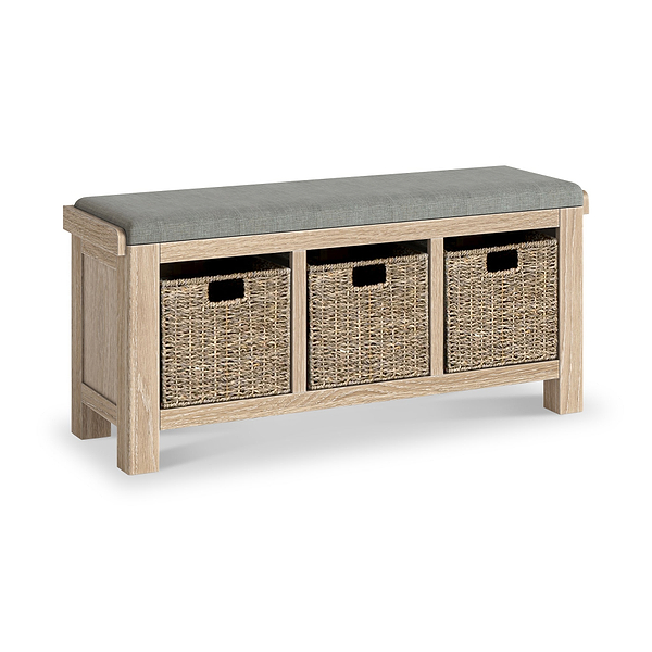 Portland Washed Oak Storage Bench