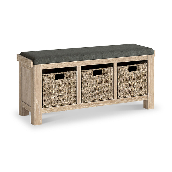 Portland Washed Oak Storage Bench