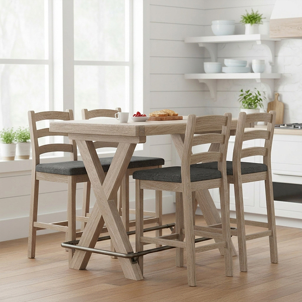 Portland Washed Oak 130cm Bar Table