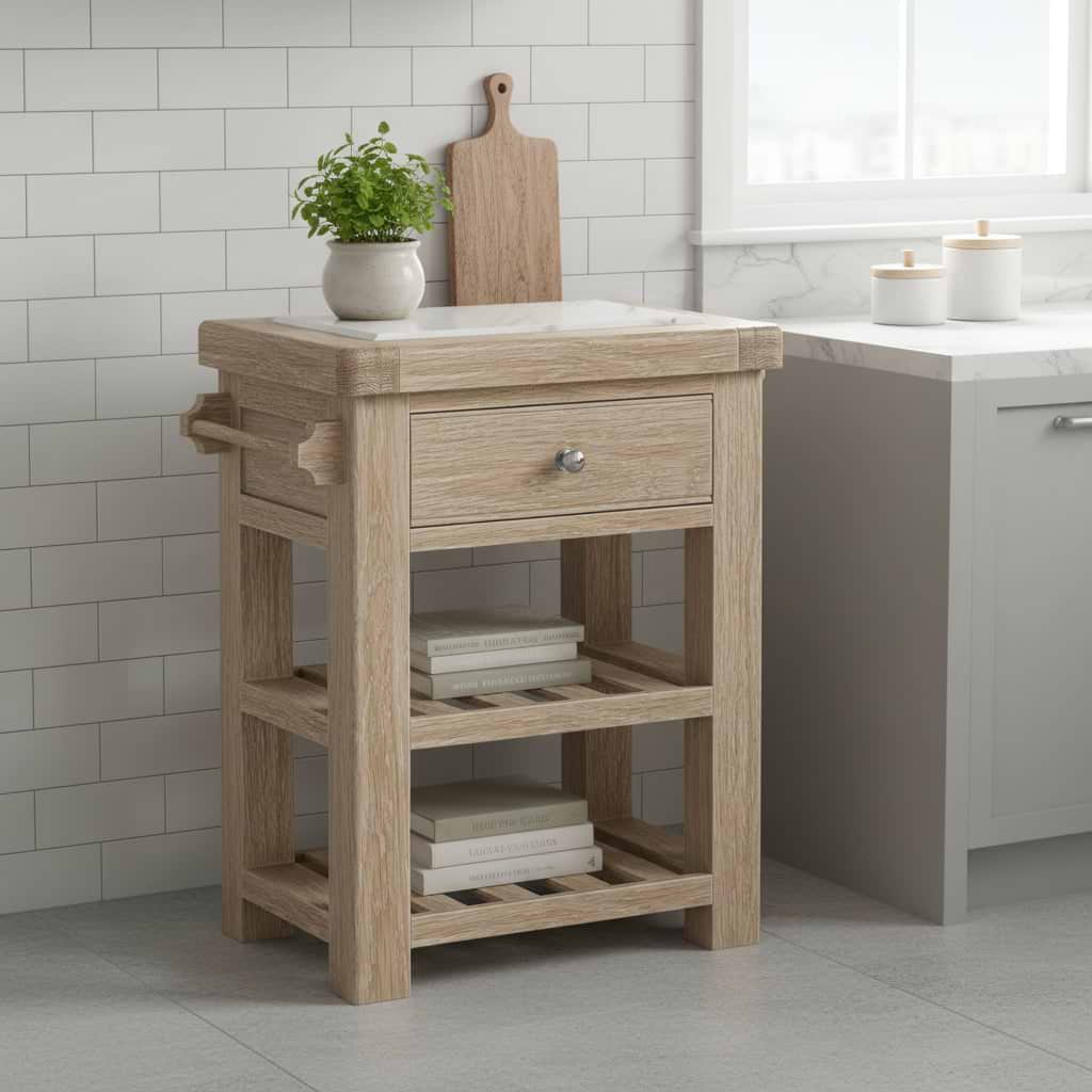 Portland Washed Oak Small Kitchen Island