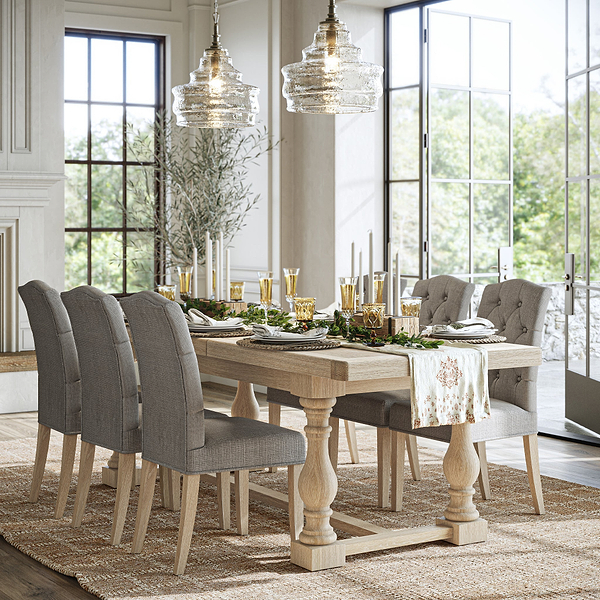 Portland Washed Oak 200-245cm Extendable Turned Dining Table