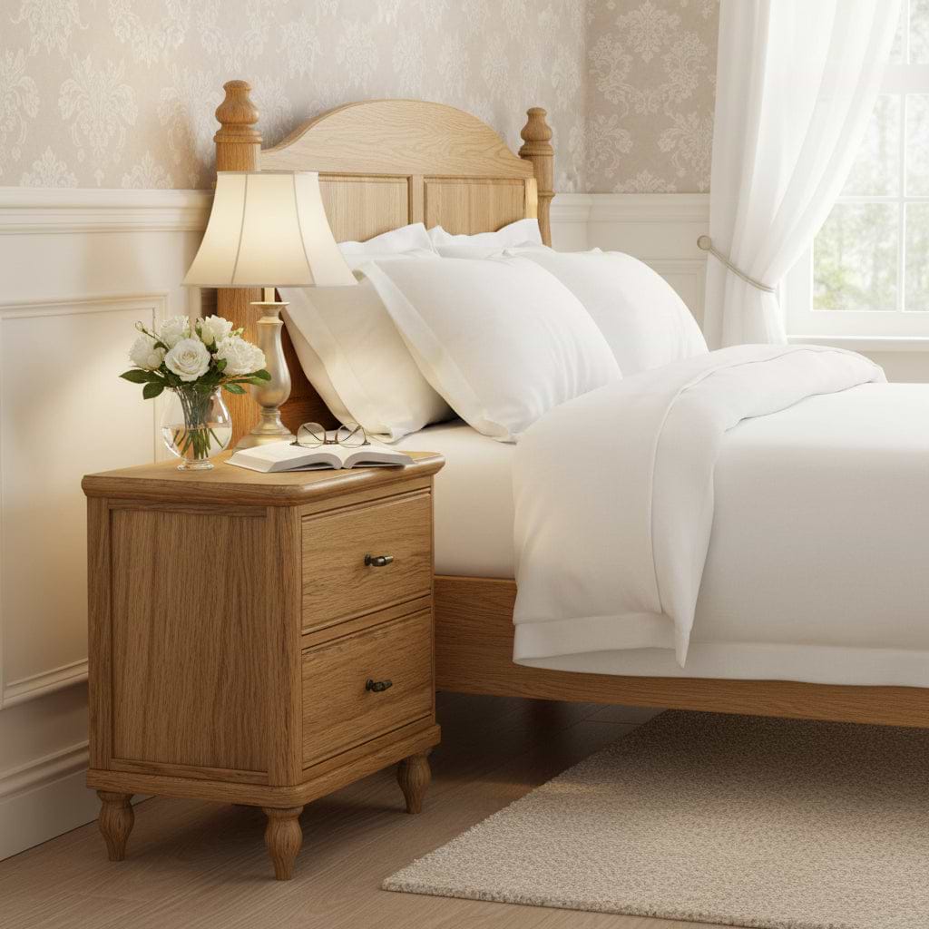 Alderley Oak 2 Drawer Wide Bedside Table