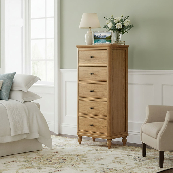 Alderley Oak 5 Drawer Tallboy Chest