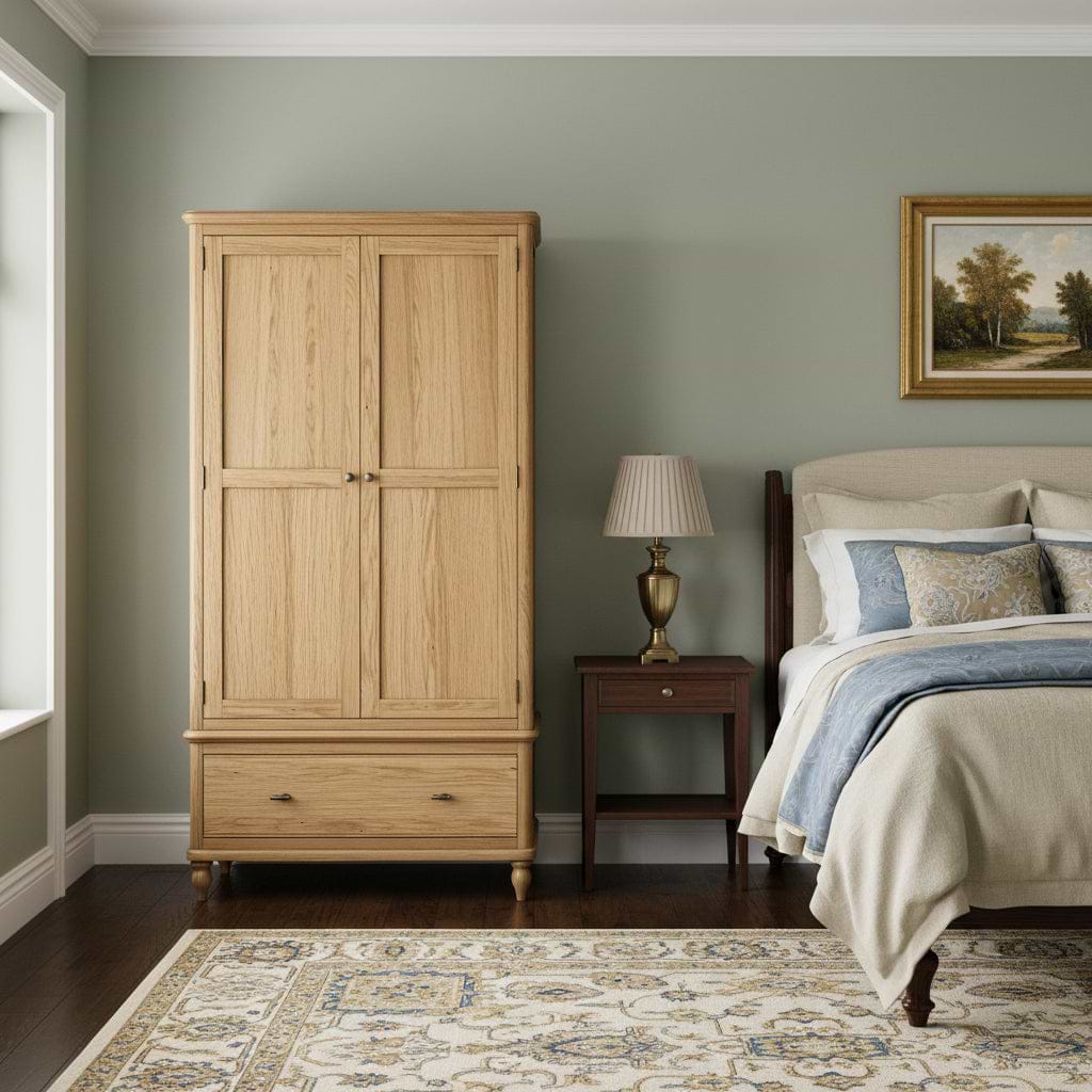 Alderley Oak Double Wardrobe With Drawer
