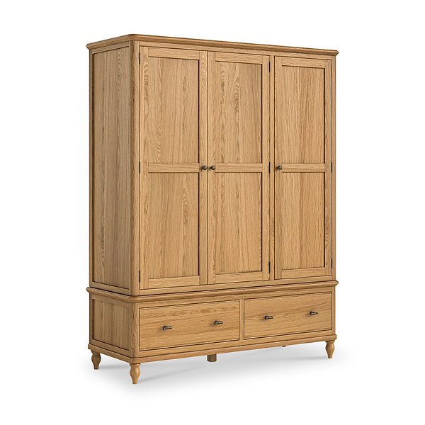 Alderley Oak Triple Wardrobe With 2 Drawers